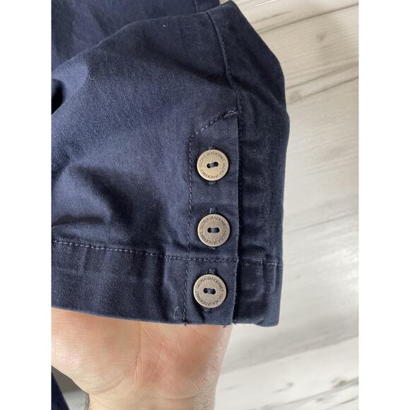 Gloria Vanderbilt Pants Womens 8P Petite Navy Violet Capri Stretch Button Hem - Picture 7 of 14